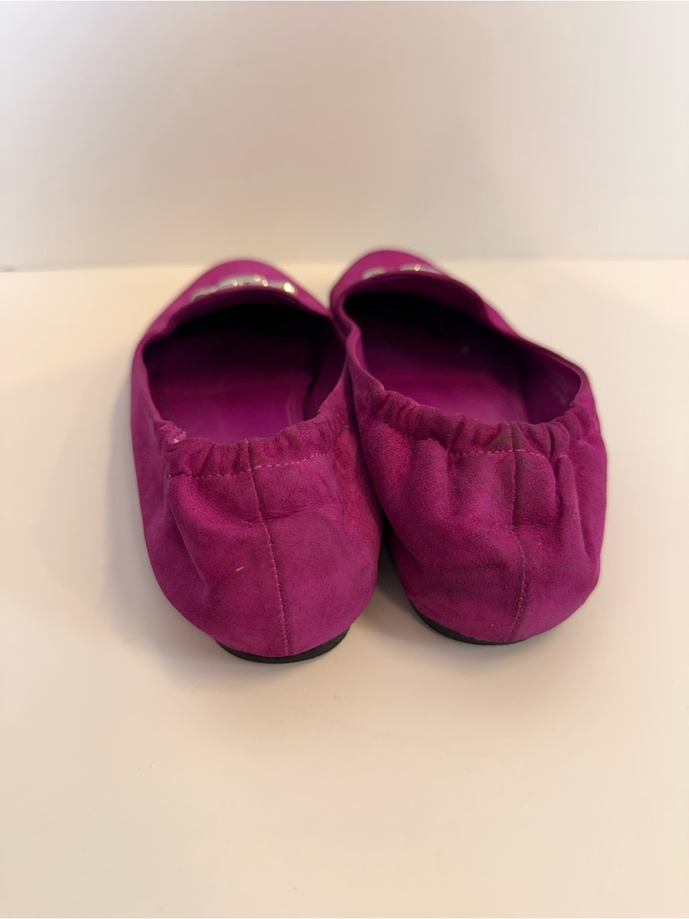 Tory Burch Eleanor Loafer Suede Fuchsia Pink Flats Size 7.5 - Picture 8 of 11